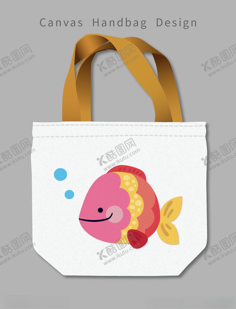 编号：60870112181843477877【酷图网】源文件下载-卡通小鱼图案帆布手提袋