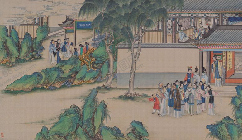 编号：30629304250911071765【酷图网】源文件下载-红楼梦场景精美工笔画