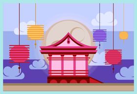 中秋节海报快乐素材插画