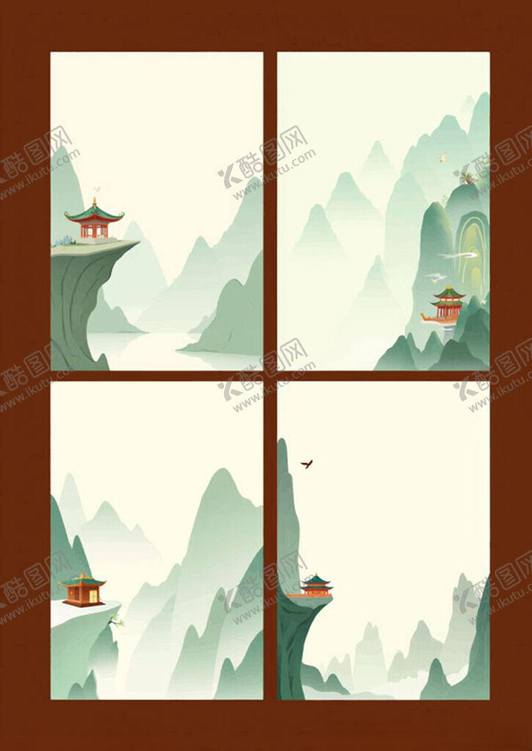 编号：96033510310350214277【酷图网】源文件下载-中式山水意境装饰画