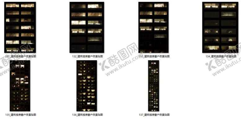 编号：62450110101907394582【酷图网】源文件下载-建筑楼房窗户夜景贴图