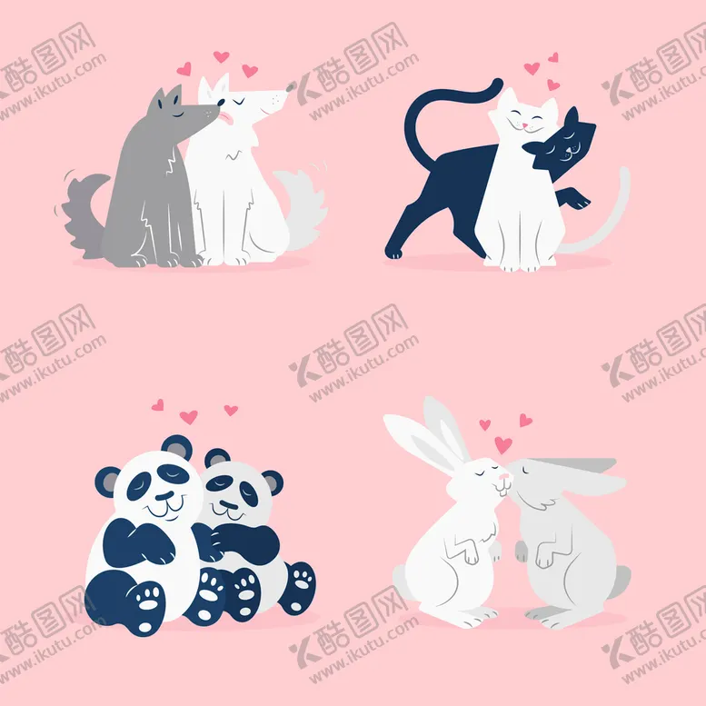 编号：05287109121339464605【酷图网】源文件下载-情人节动物装饰浪漫