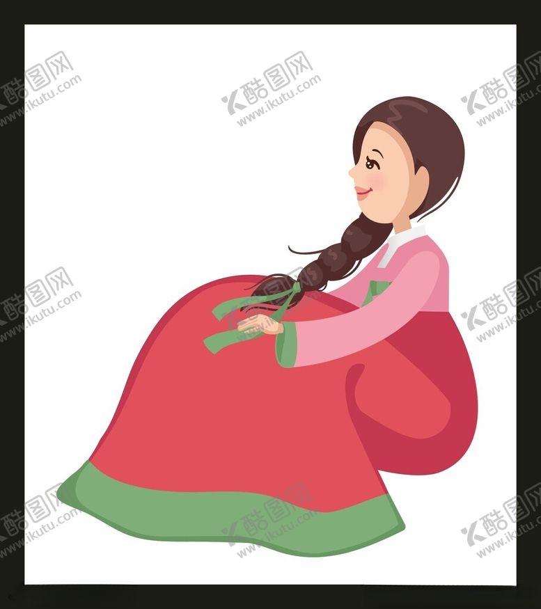 编号：15924702050436268593【酷图网】源文件下载-手绘朝鲜女孩
