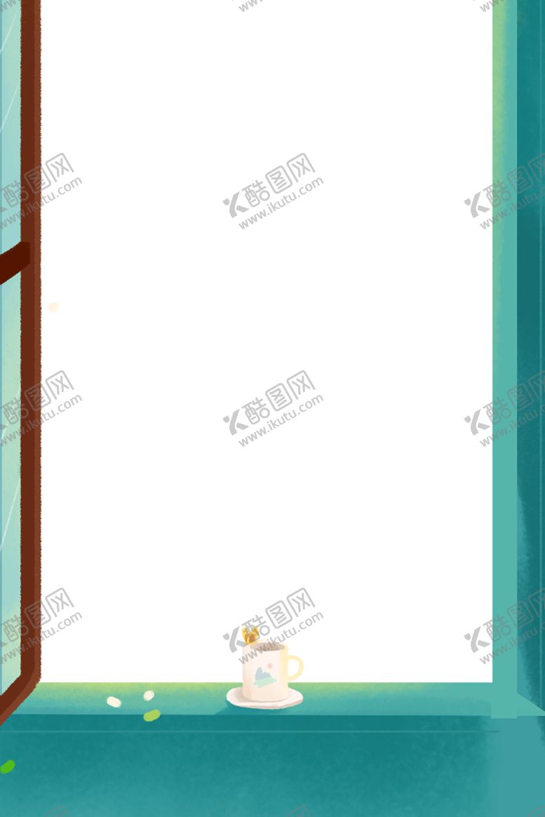 编号：21495709160443209825【酷图网】源文件下载-窗户手绘绿色咖啡