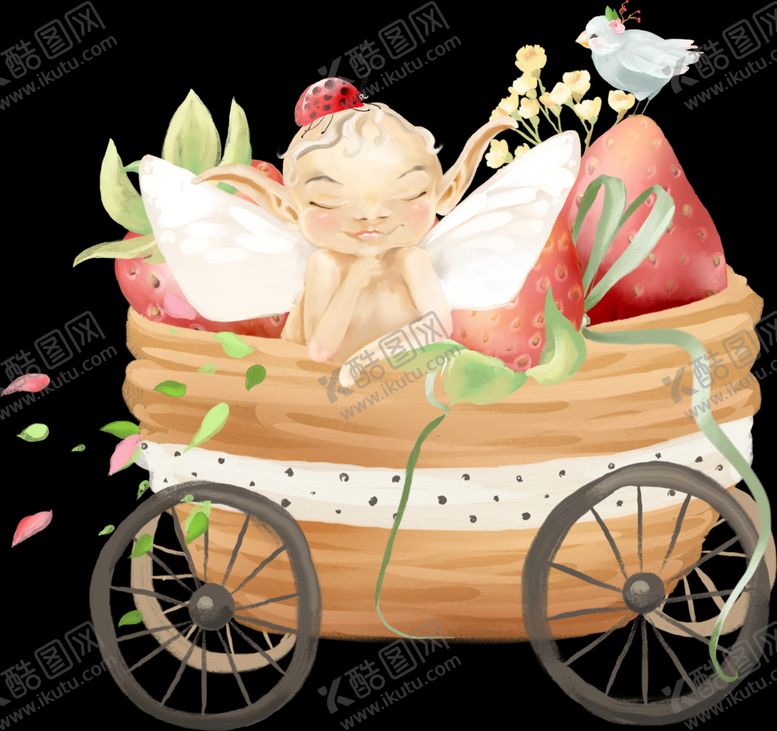 编号：54606710080026023624【酷图网】源文件下载-婴儿花车草莓剪贴画