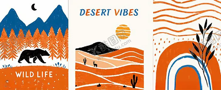 编号：37505704021725226068【酷图网】源文件下载-橙色复古户外探险卡片