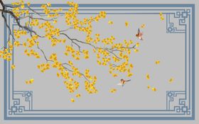 银杏树花鸟新中式地毯