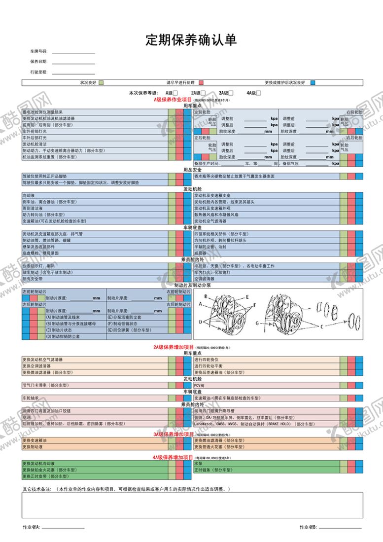 编号：85418810170616367652【酷图网】源文件下载-汽车定期保养确认单
