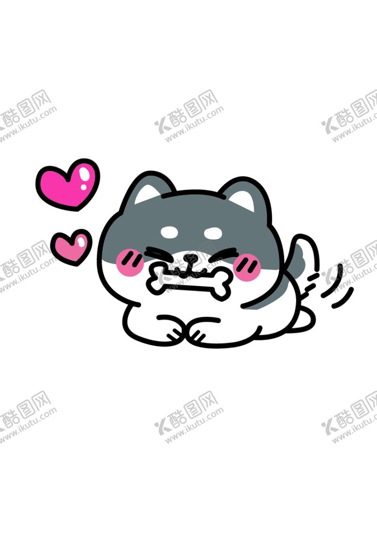 编号：56398610202152323394【酷图网】源文件下载-手绘吃骨头的小柴犬