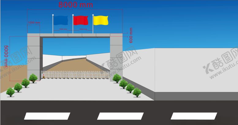 编号：84462007090849163046【酷图网】源文件下载-工地大门效果图