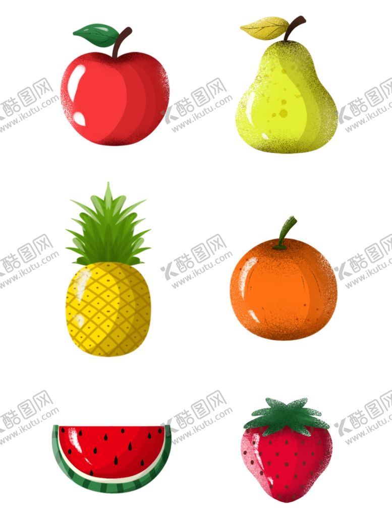 编号：51714609261235577611【酷图网】源文件下载-卡通矢量水果苹果草莓梨子西瓜菠