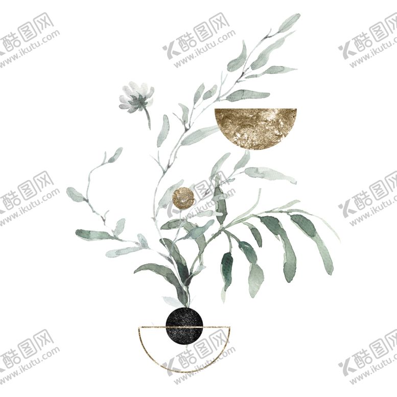 编号：79566110080622404638【酷图网】源文件下载-小清新水彩植物树枝