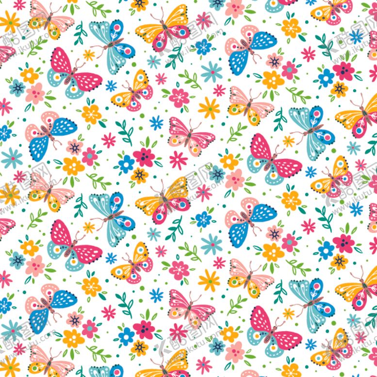 编号：42557409262015281204【酷图网】源文件下载-蝴蝶花朵昆虫印花