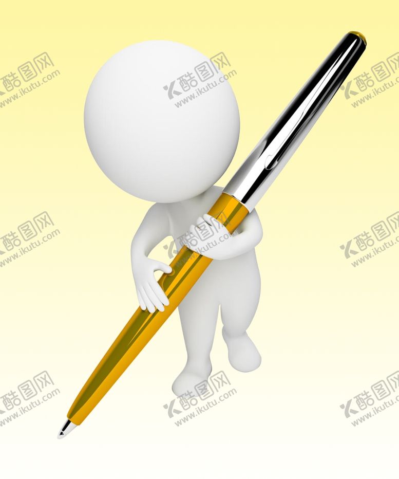 编号：79680107141713455559【酷图网】源文件下载-握钢笔写字的卡通小人