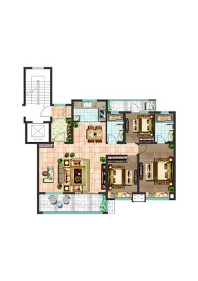 户型图渲染素材设计图片