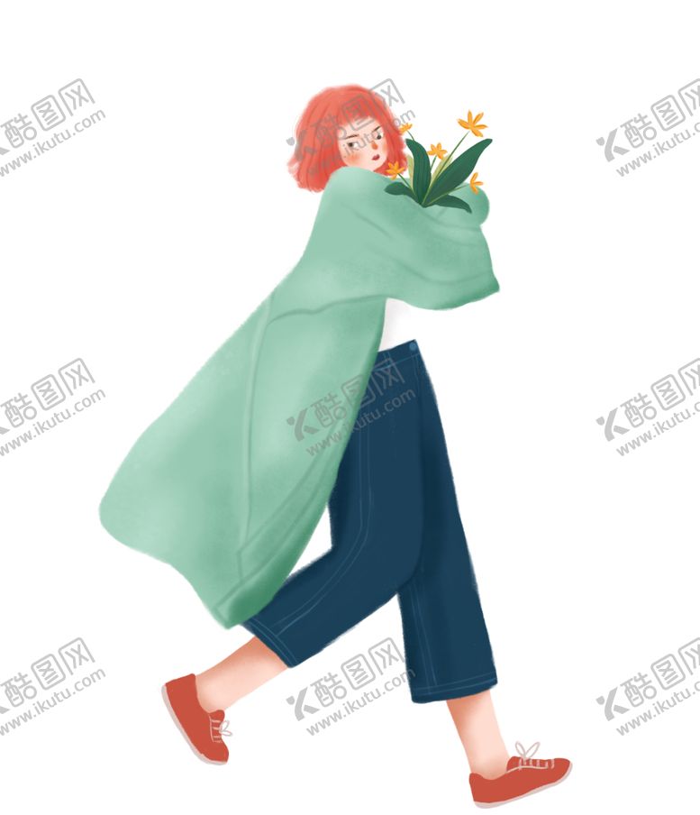 编号：69476509292353042958【酷图网】源文件下载-抱花女孩