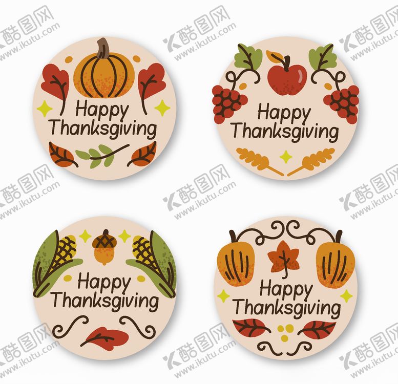 编号：30087609230106534542【酷图网】源文件下载-圆形感恩节标签