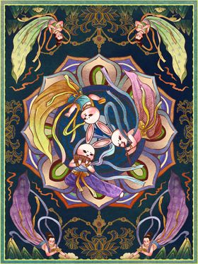 兔年插画手绘面春节素材