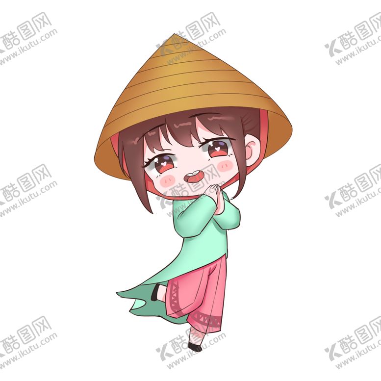 编号：46335301200855074097【酷图网】源文件下载-卡通少数民族京族少女