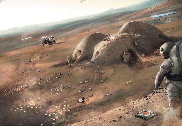 编号：39033707061435452229【酷图网】源文件下载-未来火星基地构想图3D彩绘效果