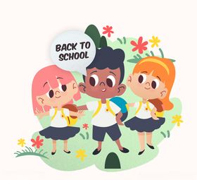 卡通可爱返校学生矢量素材