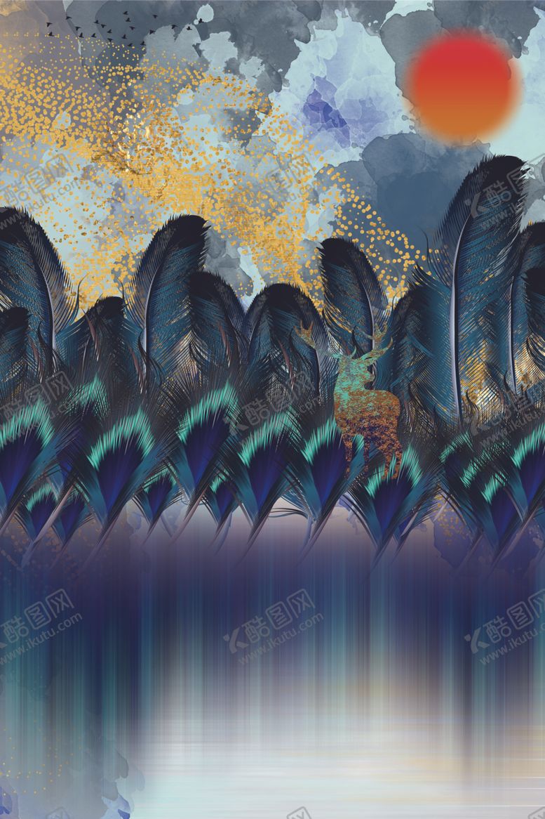 编号：88526309270028416666【酷图网】源文件下载-抽象山水现代装饰画