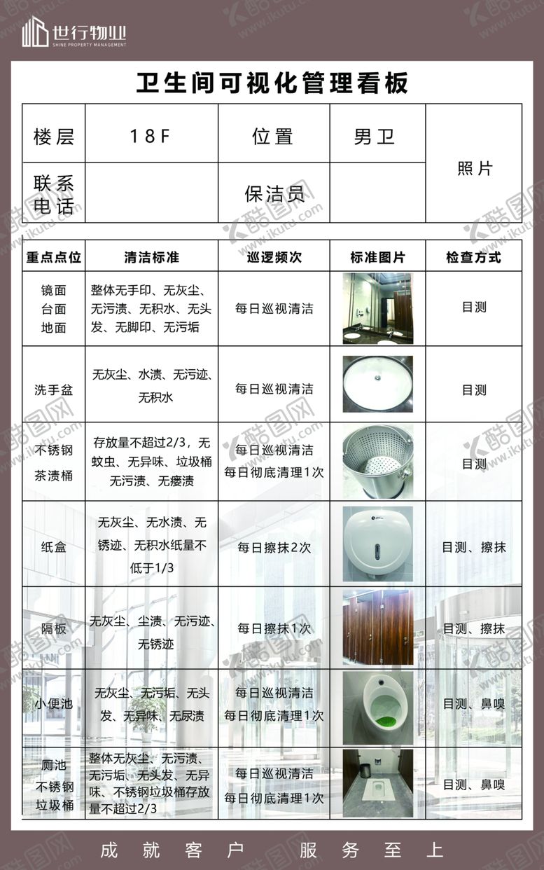 编号：74908310081322310865【酷图网】源文件下载-保洁服务监督卡