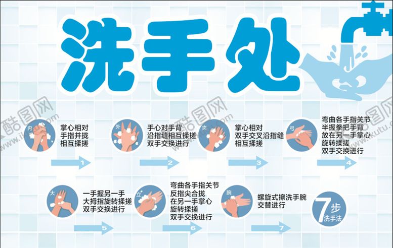 编号：47797109242318504530【酷图网】源文件下载-洗手处牌七步洗手法