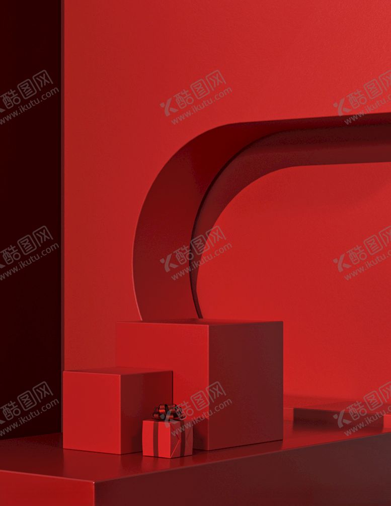 编号：68844704221659596402【酷图网】源文件下载-淘宝活动红色c4d立体海报背景