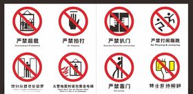 电梯门标识严禁超载严禁拍