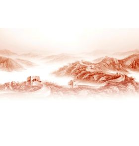 水墨风格山峦景观图