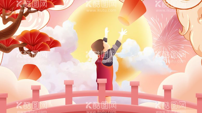 编号：42951809270450536215【酷图网】源文件下载-元宵花灯春节海报插画背景