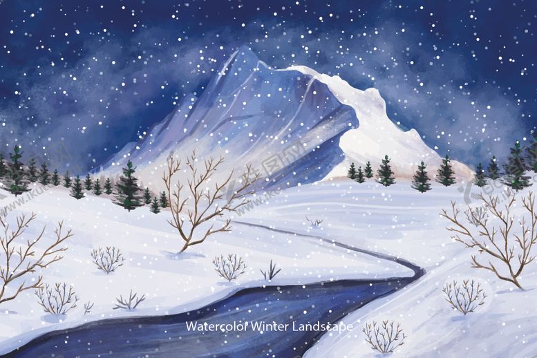编号：86843310050223499802【酷图网】源文件下载-冬季雪景插画图案