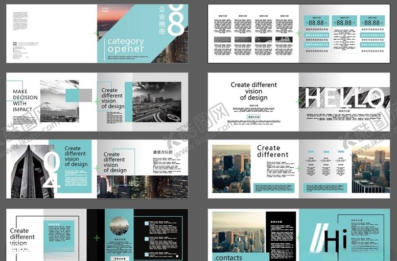 编号：91944209091600163745【酷图网】源文件下载-绿色画册蓝色画册黑色画册