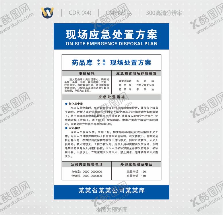 编号：62663710230647122832【酷图网】源文件下载-药品库现场应急处置方案