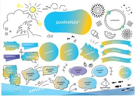 多彩手绘风格装饰元素集