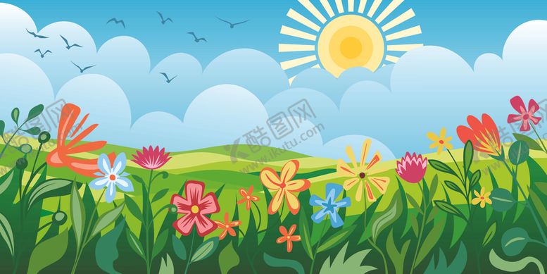 编号：99063704011900491034【酷图网】源文件下载-蓝天草地花卉