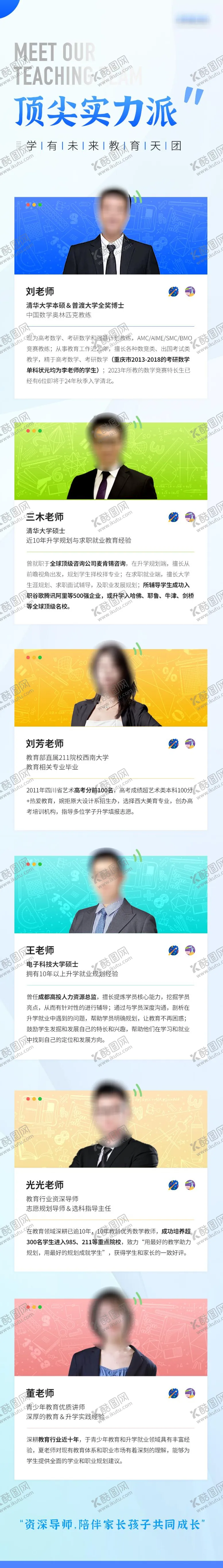 编号：96487202091551532877【酷图网】源文件下载-多人物介绍师资海报长图