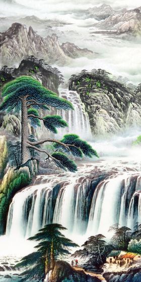流水生财玄关画