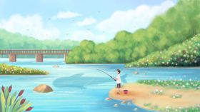 小清新简约创意海报图片二次元山水治愈系境