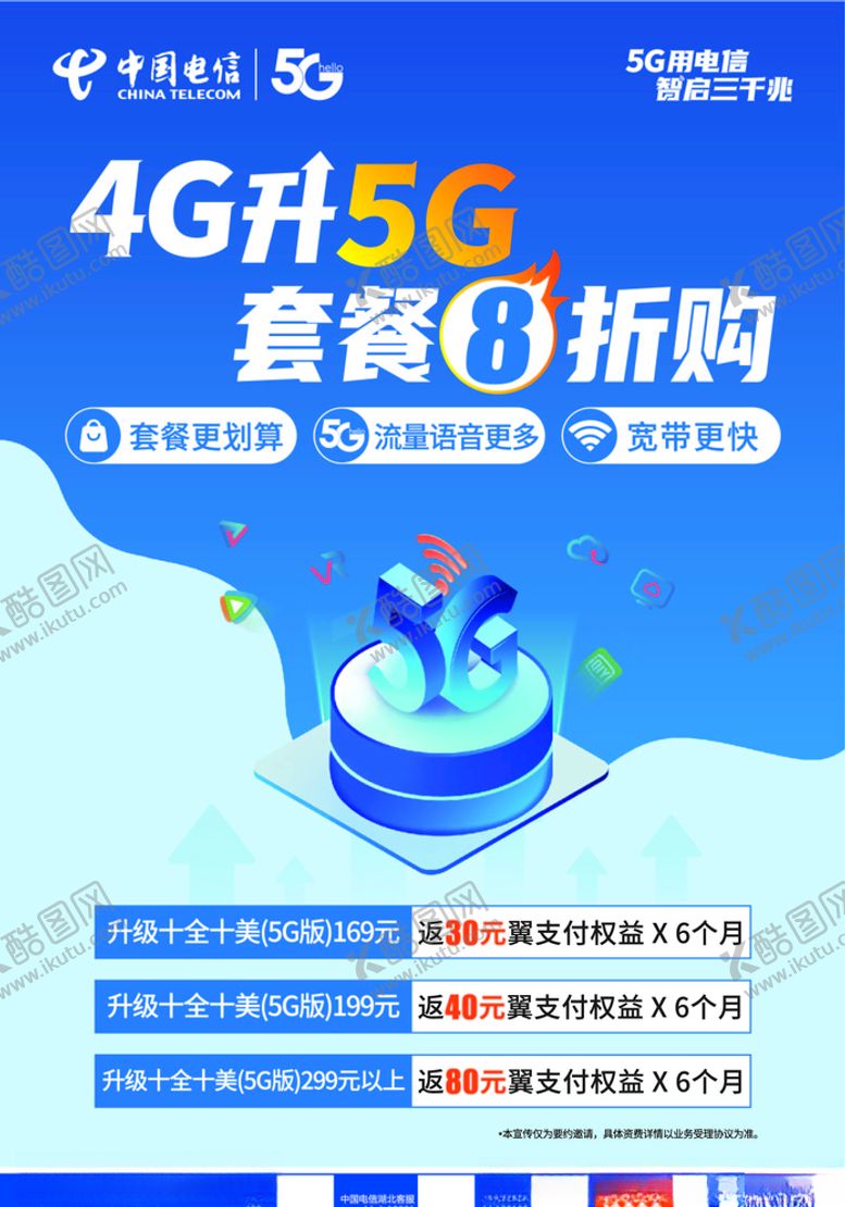 编号：81527609232142381537【酷图网】源文件下载-中国电信4G升5G海报