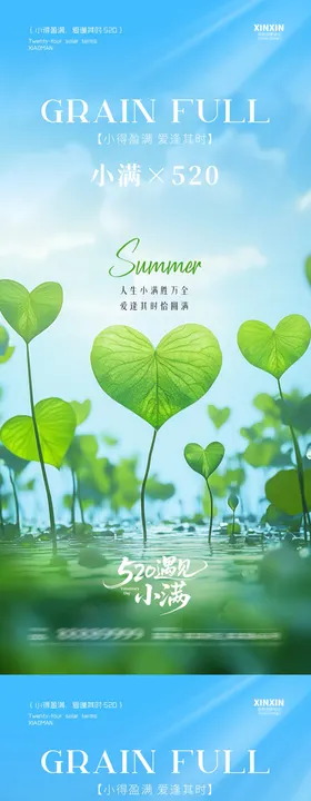 地产520小满爱心荷叶海报