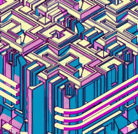 C4D模型扁平化字母迷宫隧道