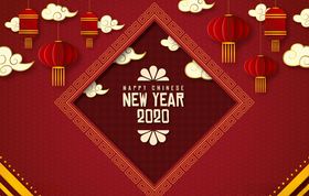 2020年金色老鼠春节贺卡矢量