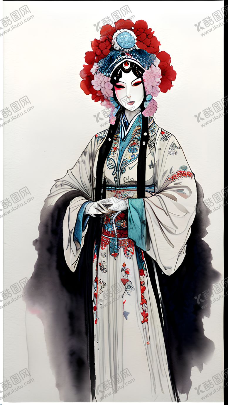 编号：59840812201847257607【酷图网】源文件下载-水彩京剧人物