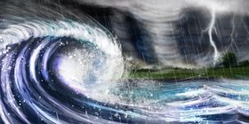 狂风暴雨海浪洪灾合成素材