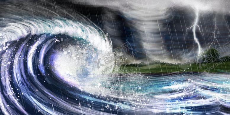 编号：79348405092119057840【酷图网】源文件下载-狂风暴雨海浪洪灾合成素材