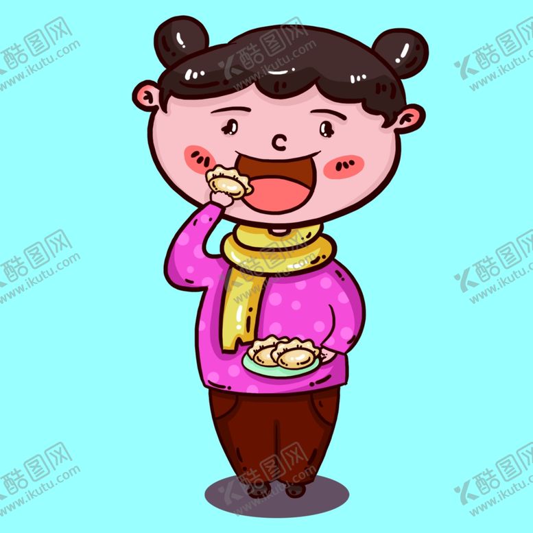 编号：95839505070019182207【酷图网】源文件下载-站着手拿饺子吃的女孩