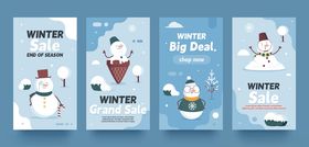 冬季雪人主题节日卡片