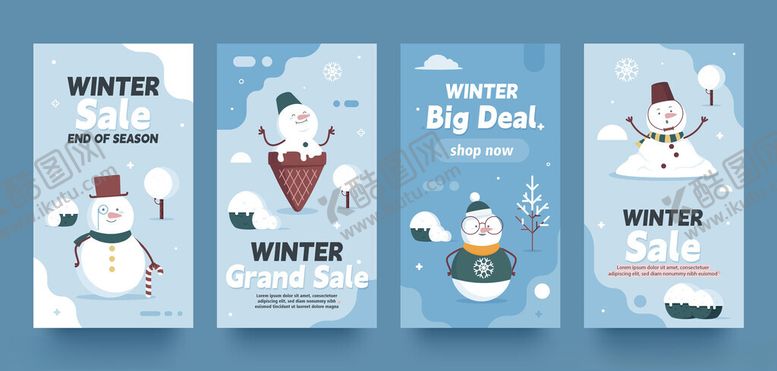编号：25924811180033507339【酷图网】源文件下载-冬季雪人主题节日卡片